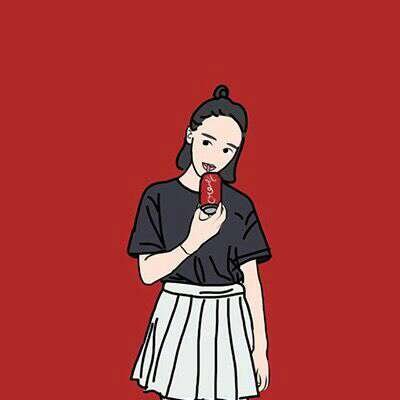 高清好看红色系创意卡通情侣头像图片